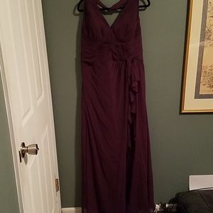 Purple floor-length halter formal gown